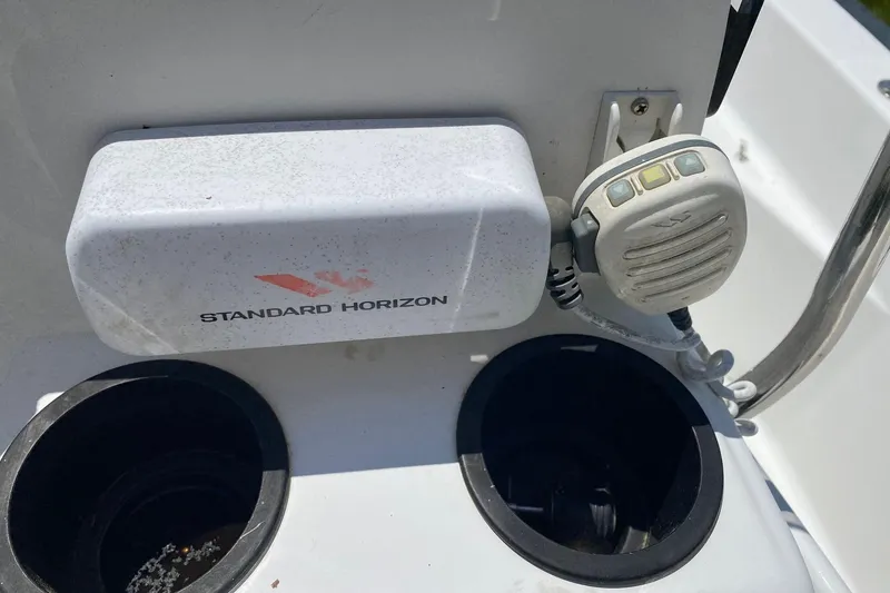 Slide: The Image of Standard Horizon radio and microphone on a 2004 Boston Whaler 170 Montauk boat. - 7