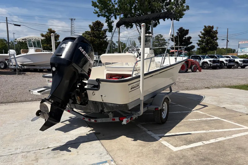 Slide: The Image of 2012 Boston Whaler 170 Montauk boat on trailer with Mercury 90 engine. - 4