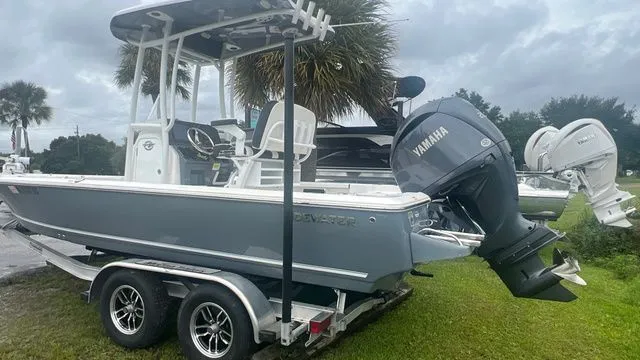 Slide: The Image of 2025 Tidewater 2110 Bay Max boat on trailer with Yamaha engine. - 3