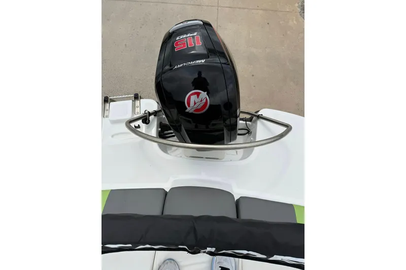 Slide: The Image of 2023 Tahoe T18 boat with Mercury 115 Pro outboard motor, top view. - 8
