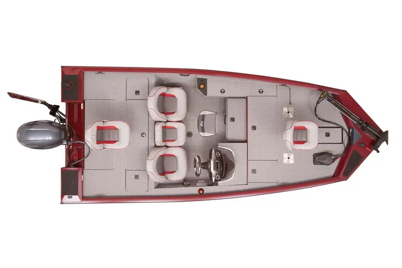 Slide: The Image of Manufacturer Provided Image: 2019 G3 Sportsman 1710 PFX fishing boat, top view, red and gray interior. - 6