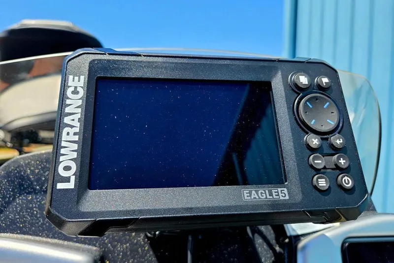 Slide: The Image of Lowrance Eagle 5 fish finder on 2026 Tracker Pro Team 190 boat. - 27