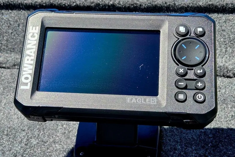 Slide: The Image of Lowrance fish finder on 2026 Tracker Pro Team 190 boat dashboard. - 3