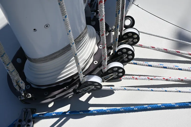 Slide: The Image of Close-up of sailing rigging on a 1989 C&C 37/40+ yacht. - 33