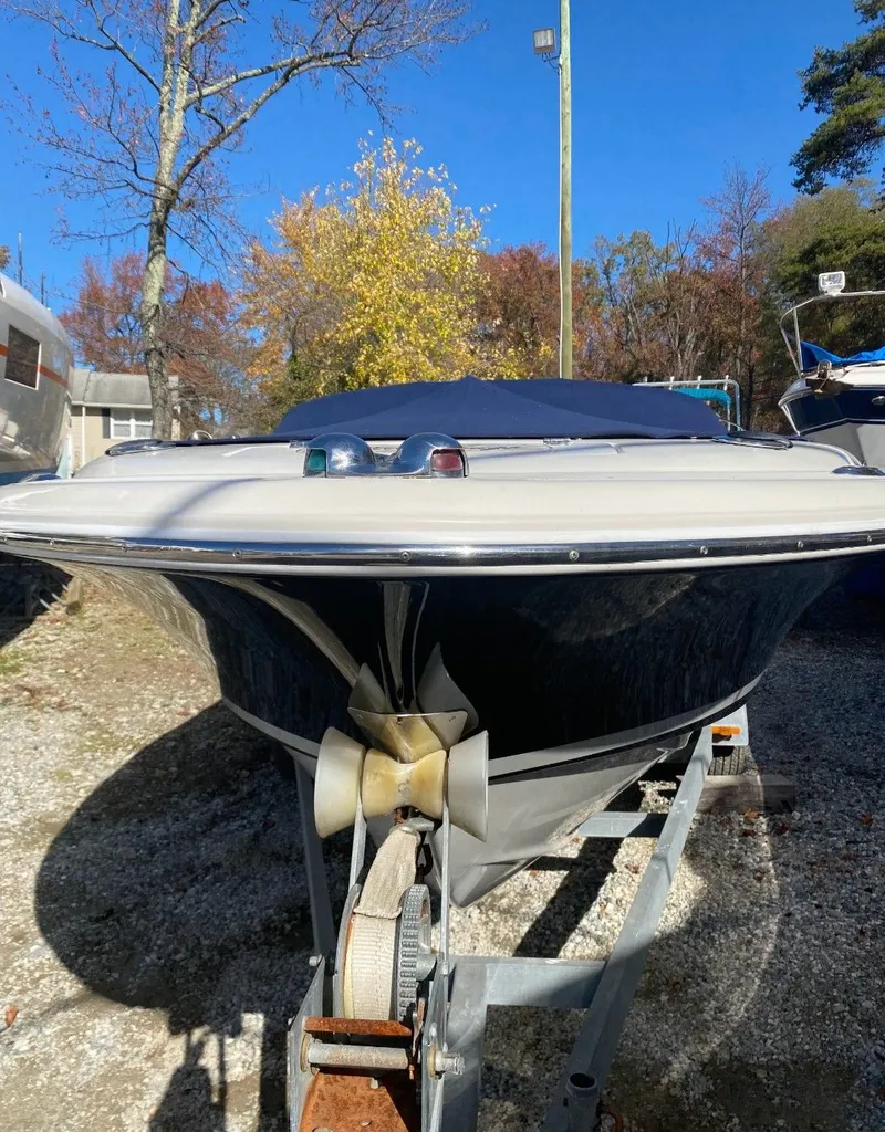 Slide: The Image of 2007 Chris-Craft Launch 22 boat on trailer outdoors. - 3