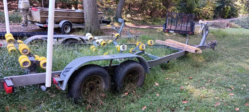 Slide: The Image of Boat trailer in grass, Chris-Craft Launch 22, 2007. - 6