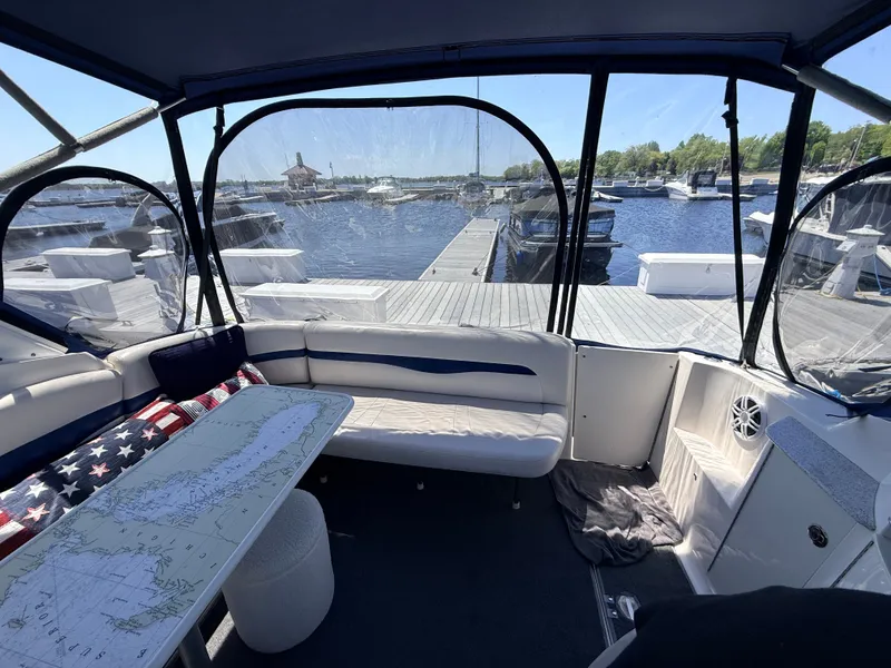 Slide: The Image of Interior of a 2001 Chaparral 350 Signature yacht at the marina. - 10