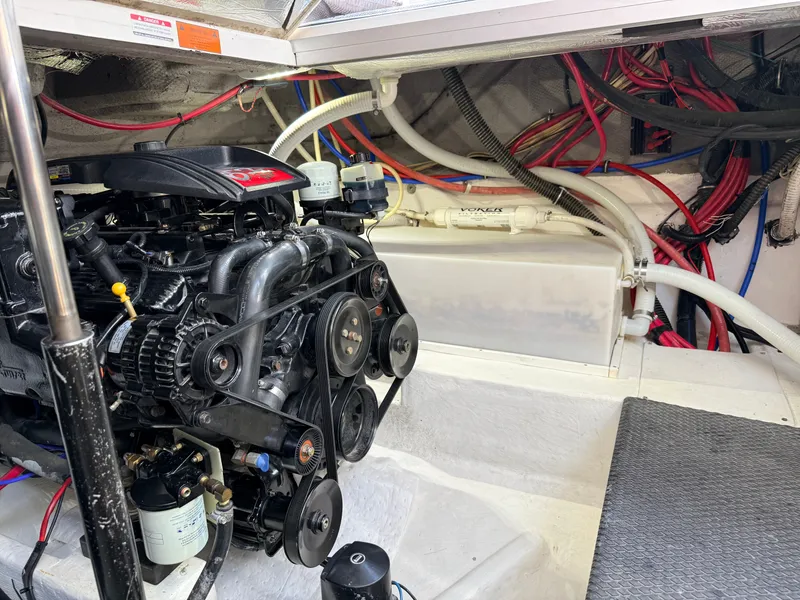 Slide: The Image of Engine compartment of a 2001 Chaparral 350 Signature boat. - 19
