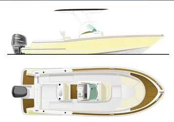 Slide: The Image of 2015 Chris-Craft Catalina 23 boat, side and top view. - 27
