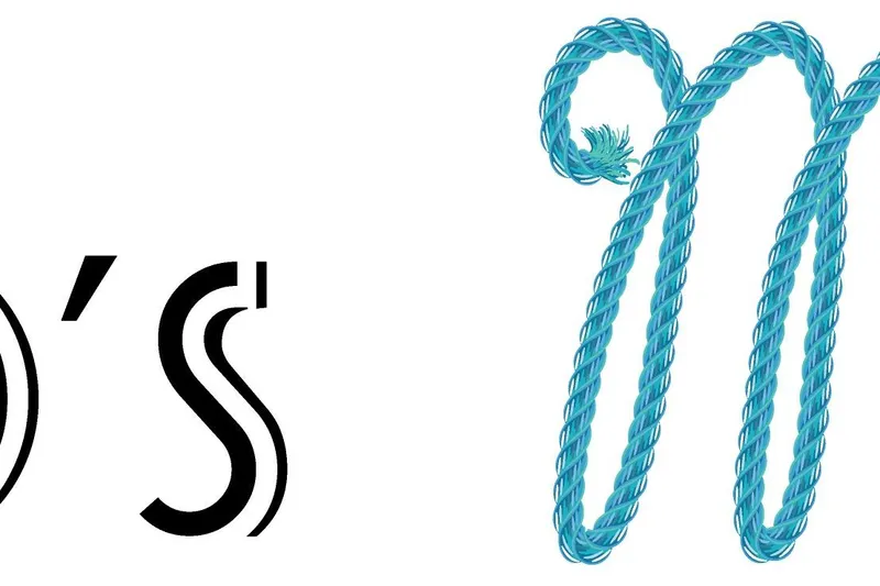 The Image of Stylized text with blue rope design, featuring artistic typography elements. - 1