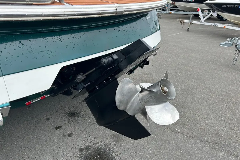 Slide: The Image of 1995 Cobalt 253 boat stern with propeller on a trailer. - 3