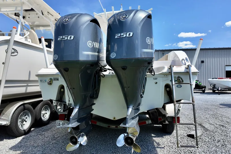 Slide: The Image of 2017 Sea Fox 288 Commander with twin Yamaha 250 engines on trailer. - 3