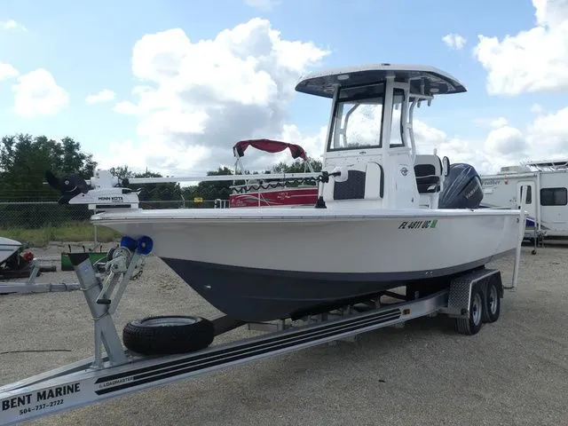The Image of 2025 Tidewater 2410 Bay Max boat on trailer outdoors. - 1