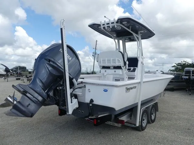 Slide: The Image of 2025 Tidewater 2410 Bay Max boat with Yamaha outboard motor. - 4
