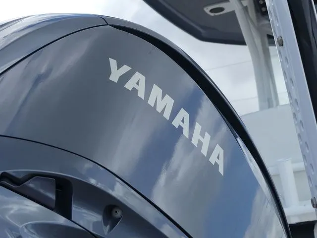 Slide: The Image of Yamaha outboard motor on a 2025 Tidewater 2410 Bay Max boat. - 9