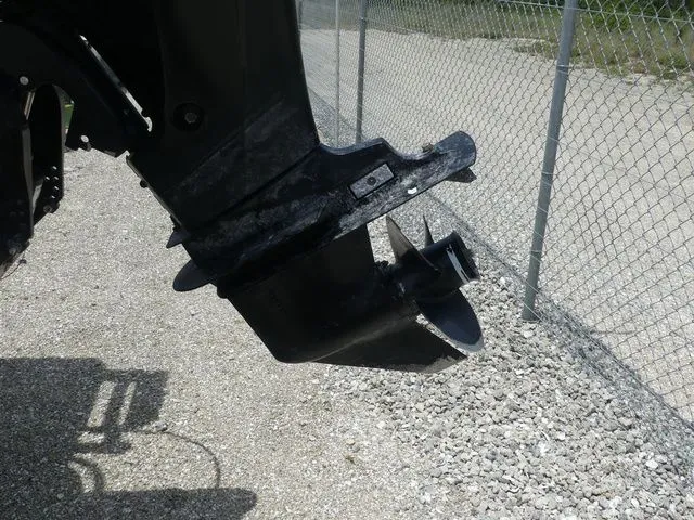 Slide: The Image of Close-up of a boat motor, Sun Tracker Bass Buggy 18 DLX, 2015. - 10
