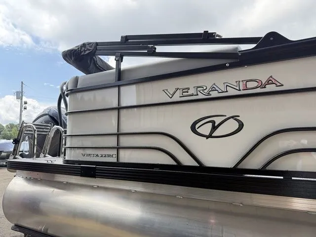 Slide: The Image of 2026 Veranda VV 22RC pontoon boat, side view with logo. - 5