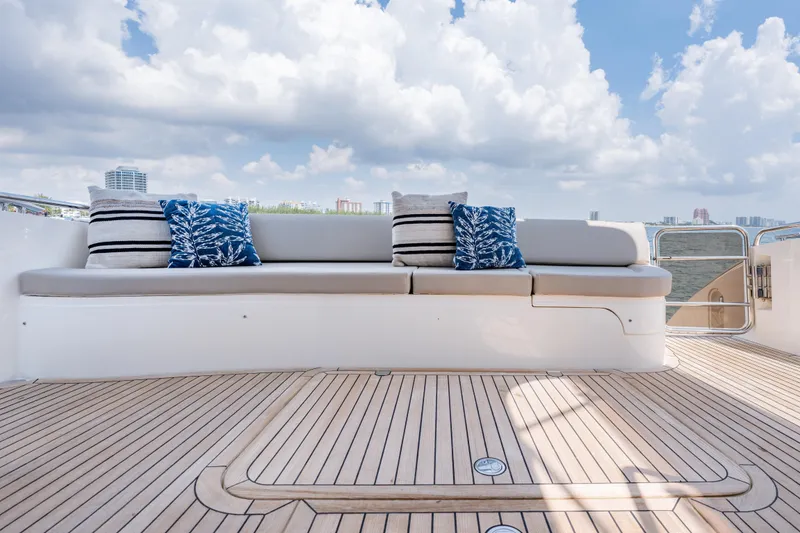 Slide: The Image of Luxurious seating on 2009 Princess 54 Flybridge yacht with scenic ocean view. - 27