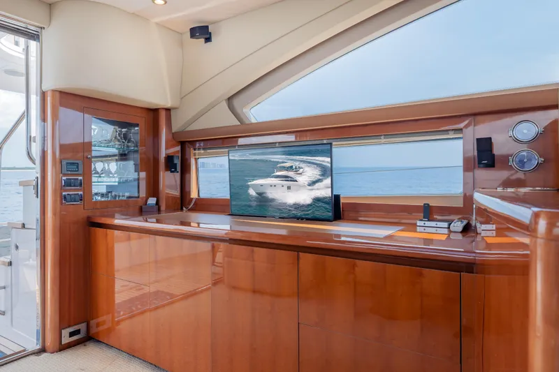 Slide: The Image of Luxurious interior of 2009 Princess 54 Flybridge yacht with ocean view. - 42