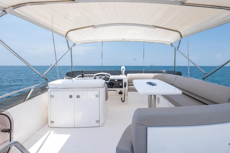 Slide: The Image of Flybridge of 2009 Princess 54 yacht with seating and ocean view. - 29