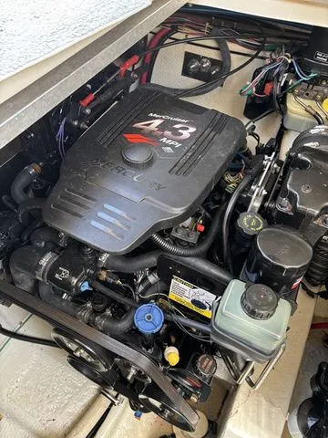 Slide: The Image of Engine compartment of a 2002 Regal Commodore 2765 boat with MerCruiser 4.3L engine. - 27