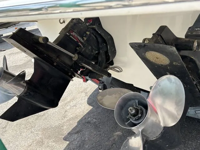 Slide: The Image of Close-up of a 2002 Regal Commodore 2765 boat motor and propeller. - 6