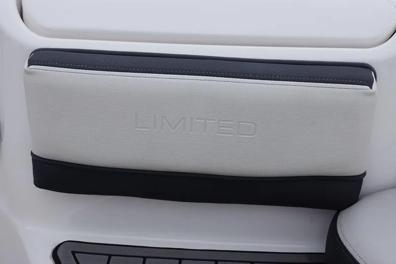 Slide: The Image of 2018 Yamaha Boats 242 Limited S seat detail with "LIMITED" embossed. - 21