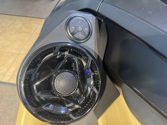 Slide: The Image of Close-up of a speaker in the 2025 Sea-Doo RXT-X. - 10