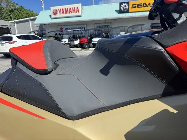Slide: The Image of Close-up of a 2025 Sea-Doo RXP-X 325 jet ski seat. - 11