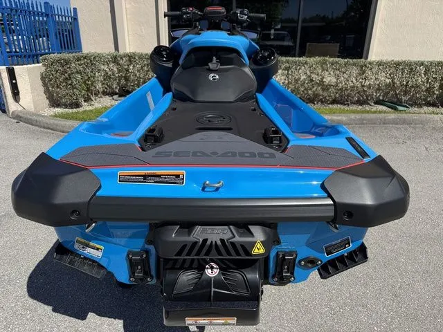 Slide: The Image of 2026 Sea-Doo RXP-X 325 in Gulfstream Blue, rear view. - 7