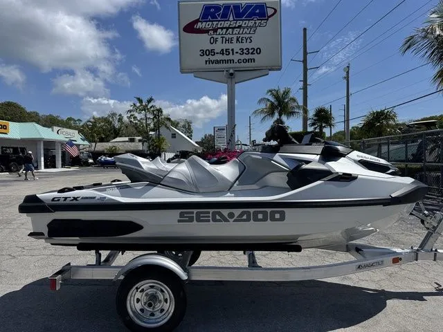 The Image of 2026 Sea-Doo GTX jet ski on trailer at Riva Motorsports. - 1