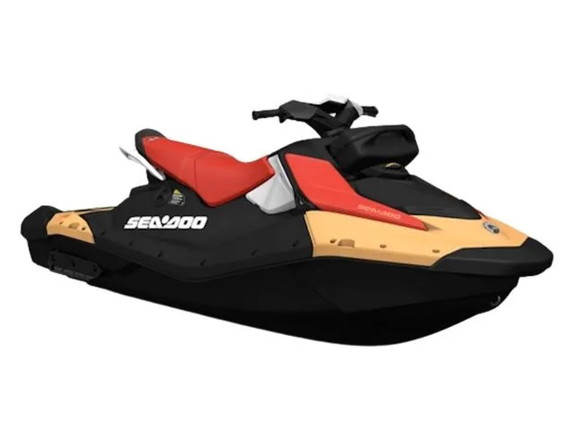 Slide: The Image of 2025 Sea-Doo Spark for 3, black and red, side view. - 15