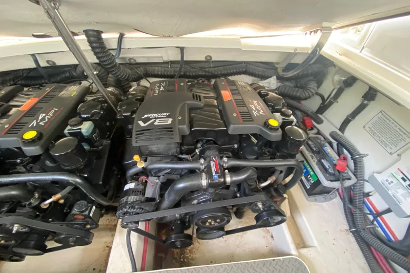 Slide: The Image of Engine compartment of a 2001 Formula 330 Sun Sport with Mercury V8 engines. - 50
