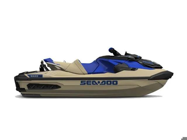 The Image of 2026 Sea-Doo Wake jet ski in blue and beige. - 1
