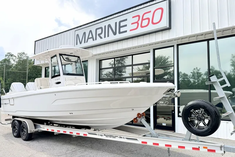 Slide: The Image of 2023 Sea Hunt Escape 28 boat on trailer at Marine 360. - 1