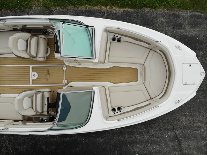 Slide: The Image of Aerial view of 2011 Chaparral 246 SSi boat with open cabin. - 2