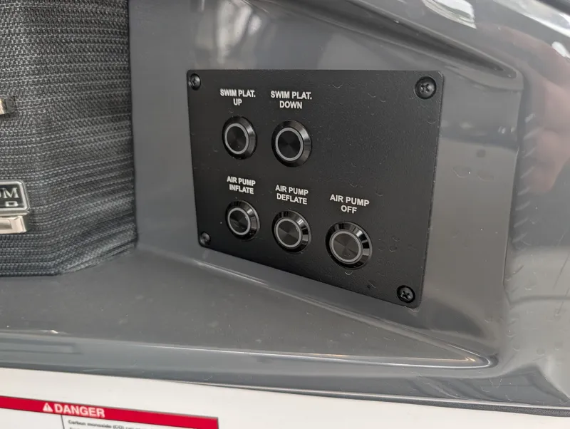 Slide: The Image of Control panel of 2026 Cobalt A29 with swim platform and air pump controls. - 15