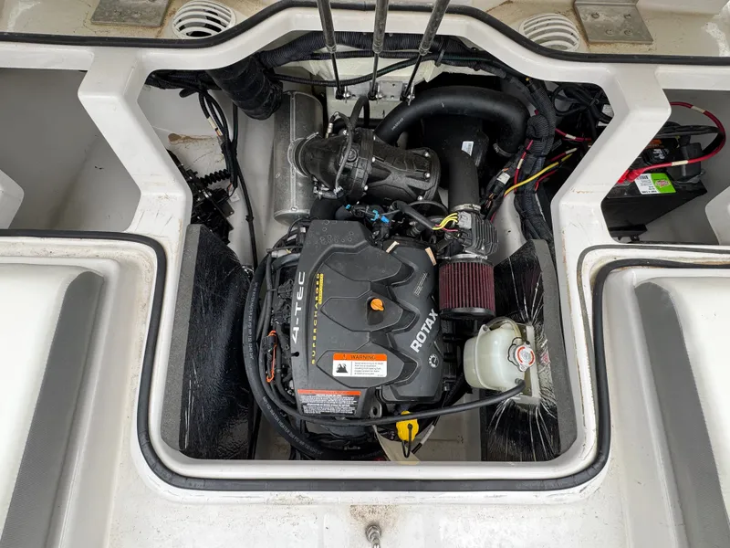 Slide: The Image of Engine compartment of a 2017 Scarab SB 195 JET boat with Rotax engine. - 19