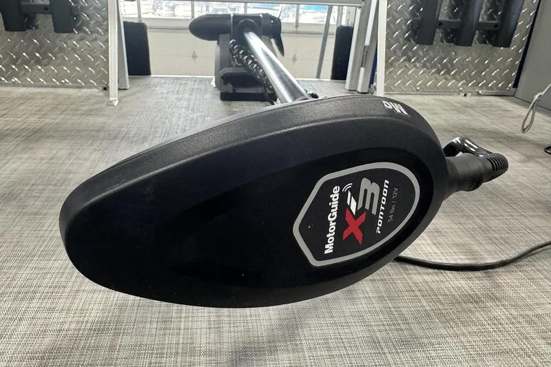 Slide: The Image of MotorGuide X3 Pontoon motor on 2018 Lowe SF 214 Sport Fish boat deck. - 8