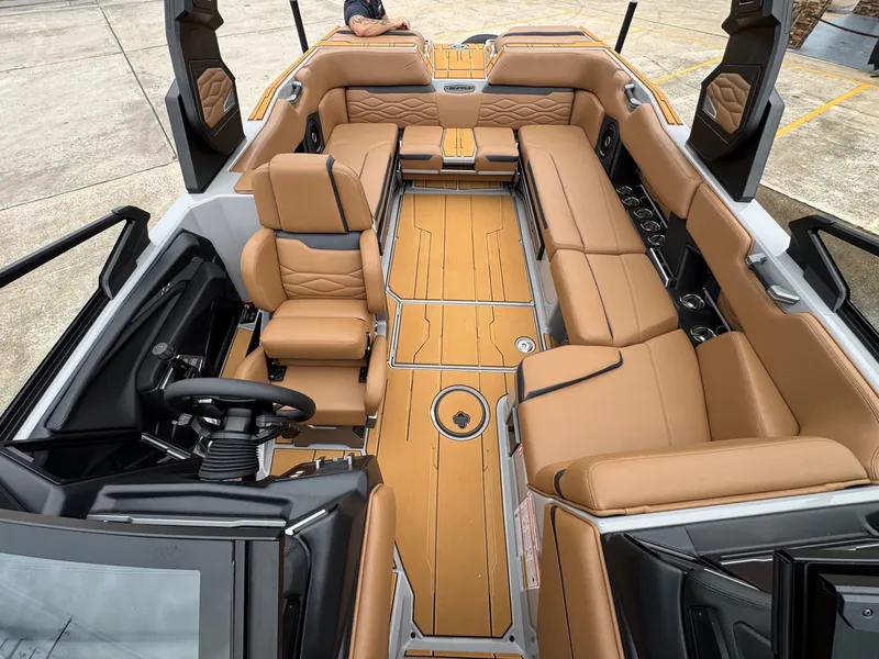 Slide: The Image of Interior of Supra SL 450 boat, luxurious seating, 2026 model. - 15