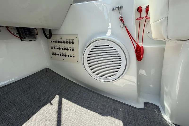 Slide: The Image of Interior of 2012 Formula 350 Sun Sport boat with speaker and control panel. - 24