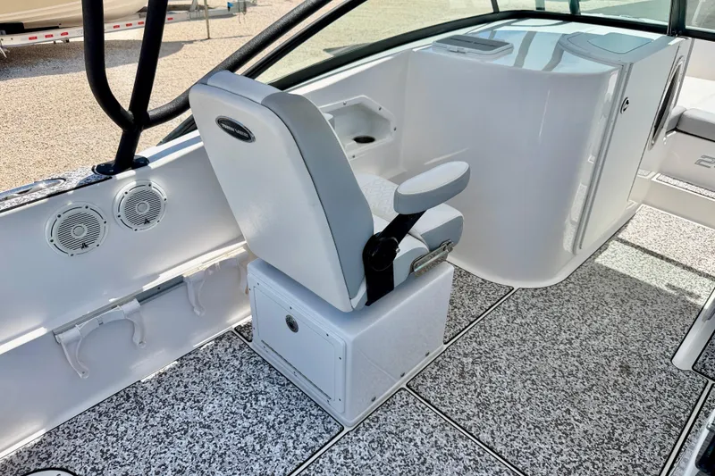Slide: The Image of Interior of 2021 Twin Vee 240 GFX DC boat with seating and storage. - 24