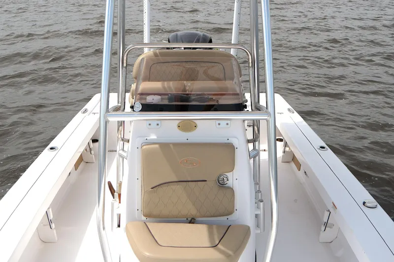 Slide: The Image of 2018 Sportsman Tournament 214 Bay Boat on water, featuring sleek design and comfortable seating. - 7