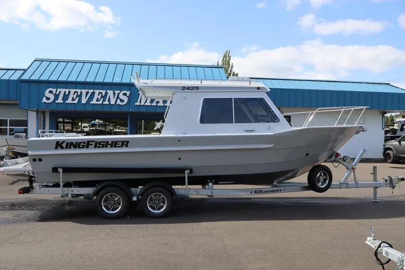 Slide: The Image of 2026 KingFisher 2425 Escape HT boat on trailer at Stevens Marine dealership. - 3