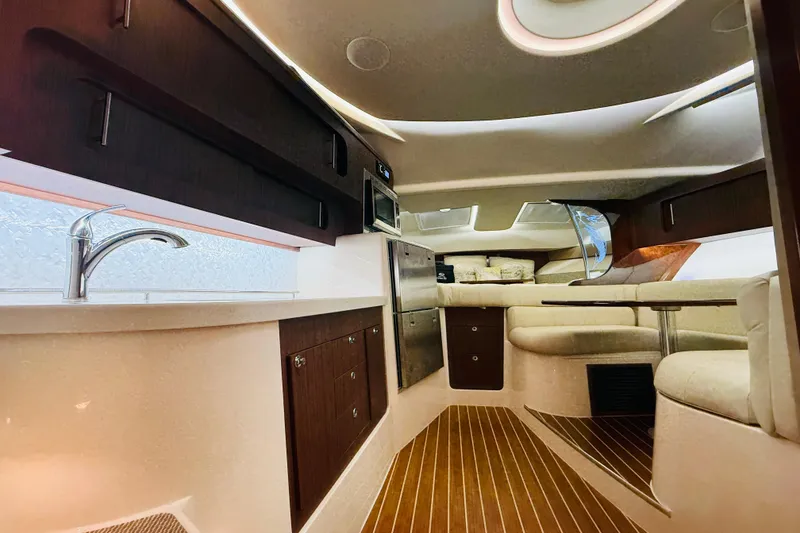 Slide: The Image of Luxurious interior of 2021 Grady-White Express 370 boat with modern amenities and elegant design. - 26