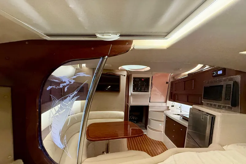 Slide: The Image of Luxurious interior of 2021 Grady-White Express 370 boat with modern amenities and elegant design. - 34