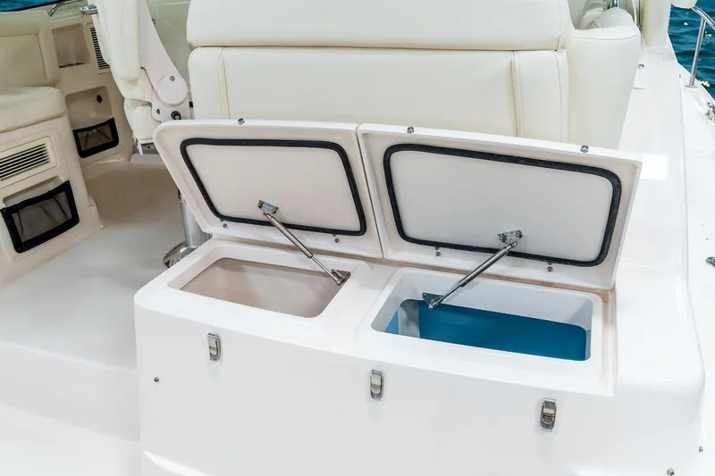 Slide: The Image of Manufacturer Provided Image: 2021 Grady-White Express 370 boat with open storage compartments. - 42
