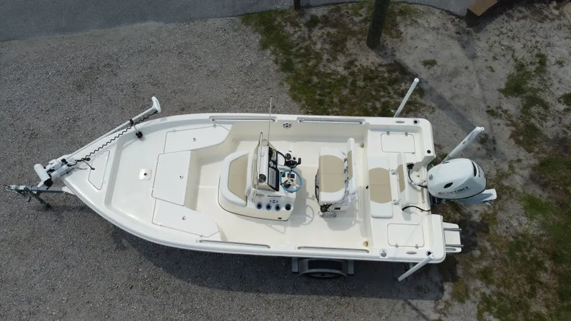 Slide: The Image of Aerial view of a 2023 Bulls Bay 2000 boat on a trailer. - 4