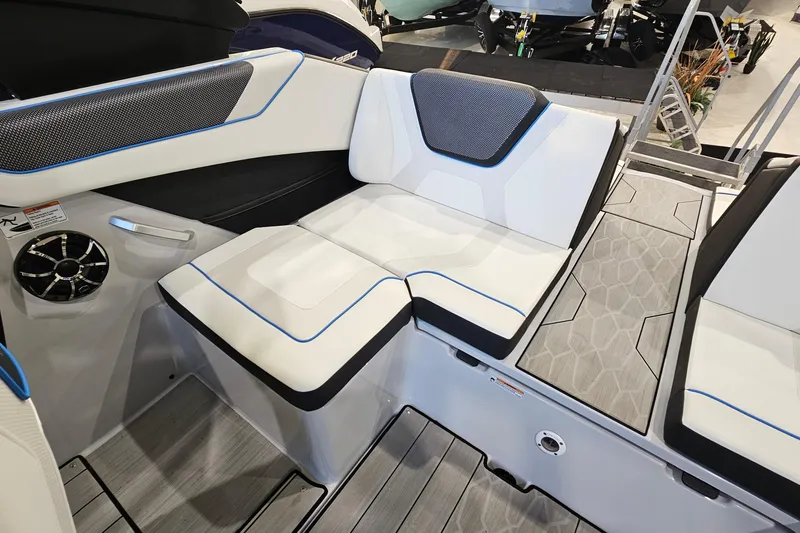 Slide: The Image of 2023 Yamaha Boats 222XD interior seating with modern design and premium materials. - 10