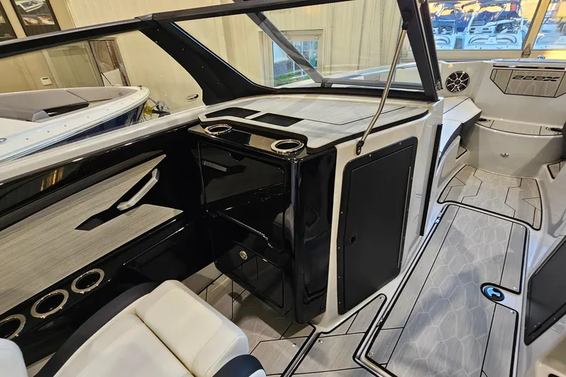 Slide: The Image of 2023 Yamaha Boats 222XD interior showcasing sleek design and modern features. - 15